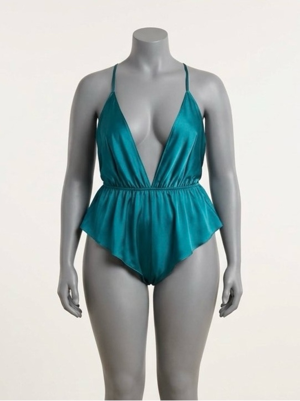 Victoria’s Secret NEW Plunging Flutter Romper Lingerie XL True Teal